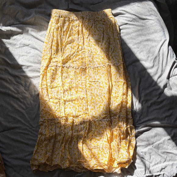 Floral Yellow Maxi Skirt - Picture 1 of 3